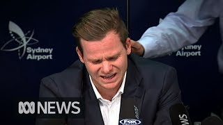 Steve Smith breaks down during ball tampering press conference  ABC News [upl. by Kaslik232]