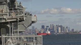 The USS Intrepid arrives in Manhattan [upl. by Nimajnab182]