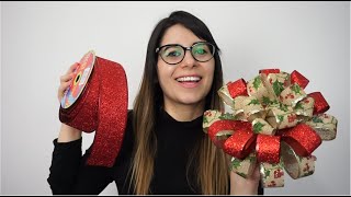 COMO HACER MOÑO NAVIDEÑO EN 5 MINUTOS FÁCIL Y RÁPIDO PARA REGALOS O PARA TU ARBOL DE NAVIDAD [upl. by Artiek]