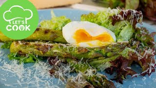 REZEPT Gegrillter Spargel mit pochiertem Ei  Grüner Spargel [upl. by Alli]