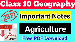 AGRICULTURE  FULL CHAPTER CBSE Class 10 Geography Agriculture Notes [upl. by Marduk]