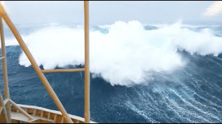 MONSTER WAVES Reaching Oil Rigs Windows  North Sea [upl. by Lazor]