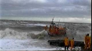 RNLI lifeboat launch in rough sea [upl. by Sad]