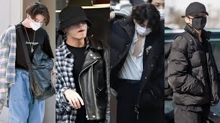 BTS Jungkook Airport Fashion Styles 2021 with videos  방탄소년단 정국 2021 패션 모음  방탄소년단 [upl. by Yendahc]