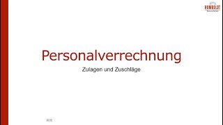 Personalverrechnung  Zulagen und Zuschläge [upl. by Sato]