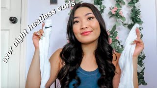 EASY OVERNIGHT HEATLESS CURLS USING SOCKS [upl. by Ferdy]