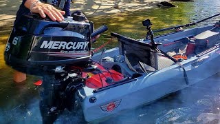 6HP Outboard on a Kayak Jonny Boats Bass 100 [upl. by Douglas]