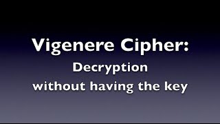 Vigenere Cipher  Decryption Unknown Key [upl. by Anatniuq]