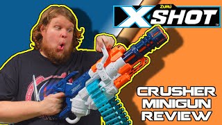 THE BEST  NERF  MINIGUN YET XShot Crusher Blaster Review [upl. by Tonie234]