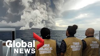 Tonga underwater volcano eruption triggers tsunami advisories [upl. by Small596]