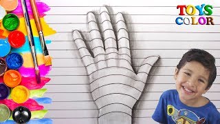 Como Dibujar en 3D una Mano Dibujos para Niños en 3D Dibujar y Pintar en 3D Mano Dibujos Niños 3d [upl. by Davies]