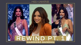 Harnaaz Sandhu REWATCHES HER COMPETITION MOMENTS Part 1  REWIND  Miss Universe [upl. by Innor]