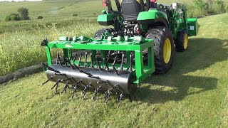 John Deere 2038r Aeration And Overseeding Tips  116 [upl. by Dare632]