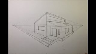 ARCHITECTURAL │How To Draw a Simple Modern House in 2 Point Perspective 15 [upl. by Palm596]