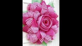 Poly burlap flower with a rose center [upl. by Beatty411]