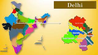 Delhi  Delhi MAP and district MAP  zone and division of Delhi  Capital of India Delhi NCR [upl. by Burleigh437]