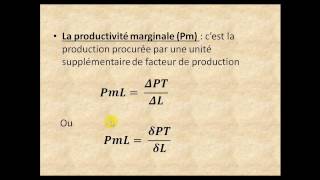 Microéconomie s2 partie 2 quot la fonction de production quot [upl. by Zobkiw]