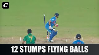 12 Stumps Flying Crazy Deliveries In Cricket [upl. by Adnovaj]