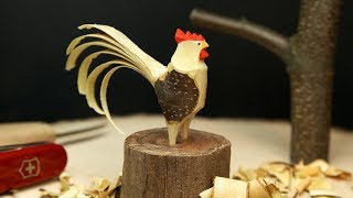 How To Carve A Rooster From a TwigBranch  Chris Lubkemann Method [upl. by Klute]