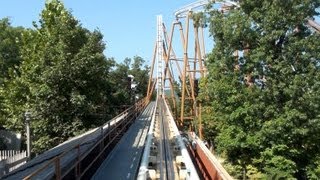 Powder Keg Roller Coaster Front Seat POV Silver Dollar City [upl. by Ibur]