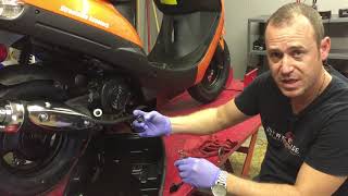 How to 50cc Scooter Oil Change The Easy Way 49cc  150cc GY6 [upl. by Engle]