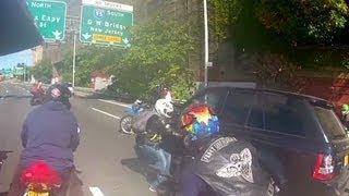 Motorcyclists fight with SUV driver caught on camera [upl. by Caldera]