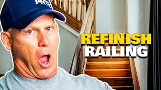 How To Refinish Wood Hand Railing Hacks Staining Stair Spindles [upl. by Rochester904]