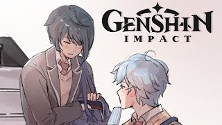 Modern AU Chongyun x Xingqiu  Genshin Impact Comic Dub [upl. by Quackenbush]