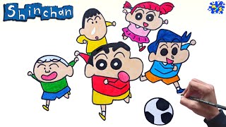 Shinchan Drawing  How to Draw Shinchan and Friends Step by Step [upl. by Harutek422]