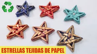 Cómo hacer ESTRELLAS de PAPEL tejidas Manualidades de Navidad [upl. by Pardner51]