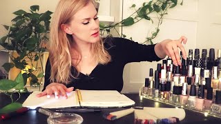 Nailpolish Cataloging ASMR 💅 Page Flipping • Unintelligible Whispers • Listen While Study • Ambient [upl. by Htebarual298]