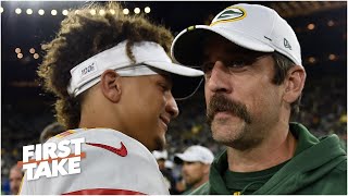 First Take debates Patrick Mahomes vs Aaron Rodgers for NFL MVP [upl. by Ycnalc791]