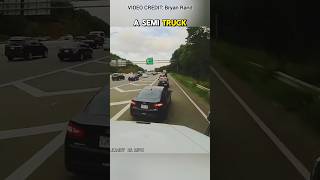 Road Rager Blocks Semi Truck [upl. by Aihsemaj305]