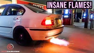 BMW E46 CRAZY FLAME BURBLE TUNE INSTALL 325I CHAOS CALIBRATIONS [upl. by Casmey]