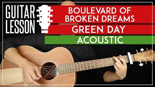 Boulevard Of Broken Dreams Acoustic Guitar Tutorial 🎸 Green Day Guitar Lesson Chords  Solo [upl. by Nazar]