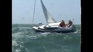 MacGregor 26 sailing in 50 mph winds and big waves [upl. by Yehtomit]