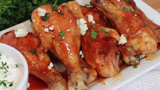 Easy Buffalo Chicken Drumsticks Recipe  The Carefree Kitchen [upl. by Rep]