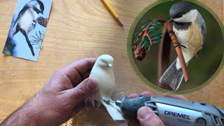 Carving A Chickadee  Power Carving A Bird [upl. by Addi847]