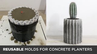 DIY Concrete Planters Cast in REUSABLE MOLDS [upl. by Annav828]