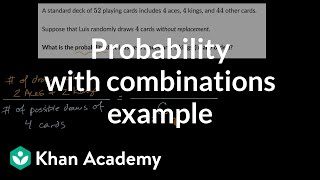 Probability with combinations example choosing cards  Probability amp combinatorics [upl. by Adnilahs]