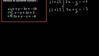 Résolution dun système à trois inconnues 1 [upl. by Sturrock]