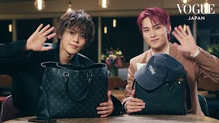 NCT 127 中本悠太とJO1 川西拓実がバッグの中身を披露。二人のかけ合いに注目！  In The Bag  VOGUE JAPAN [upl. by Woodsum]