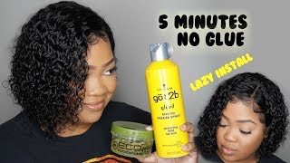 Lazy 5 Minute Lace Wig Install  No Glue Needed [upl. by Cann]