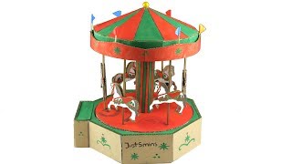 How to make an Amazing Merry Go Round from Cardboard  Just5mins [upl. by Enaywd469]