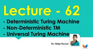 Deterministic and NonDeterministic Turing Machine  Universal Turing Machine  Lecture62 [upl. by Yager157]