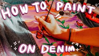 HOW TO PAINT ON DENIM  JEANS Custom With Acrylic amp Fabric Paint  Francesca Grace [upl. by Kelwen90]