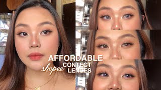 contacts below 100 pesos 😗 affordable contact lenses from shopee philippines [upl. by Sheets]