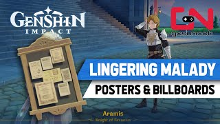 Genshin Impact Lingering Malady Quest  All Posters amp Billboards Locations [upl. by Kcirdehs]