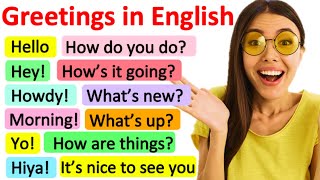 GREETINGS IN ENGLISH  Formal amp informal  Learn with examples amp quiz [upl. by Wallas]