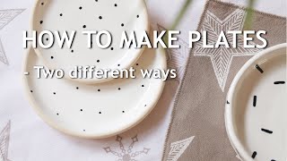 CERAMICS AT HOME l How to make plates two different ways I bisque and glaze [upl. by Hankins]